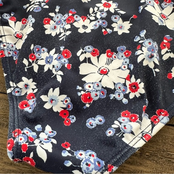 Janie and Jack Girls size 7 Navy Floral Ruffle One Piece swimsuit Swim wear Bow - Picture 3 of 4